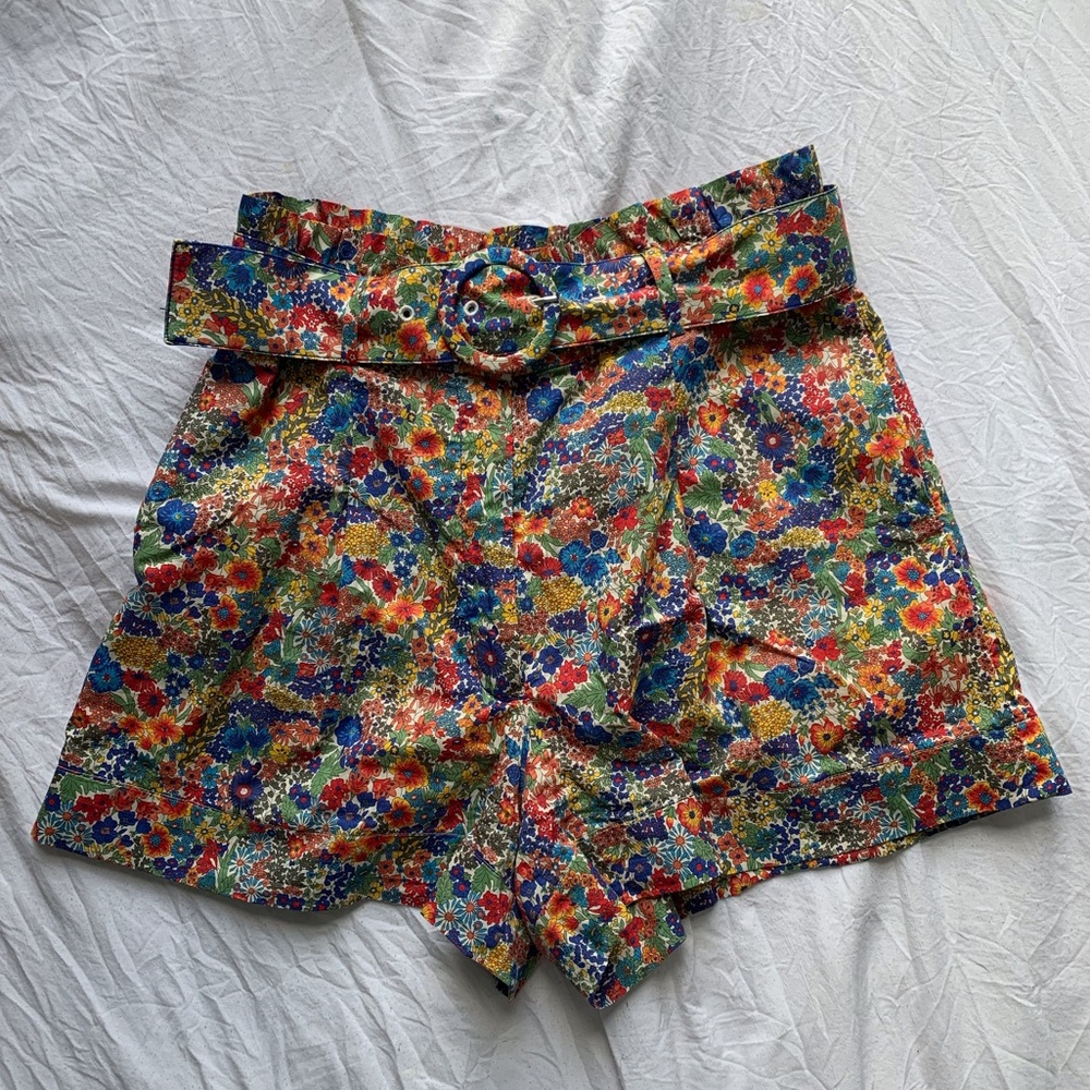 J Crew Liberty Fabric Belted Floral Shorts